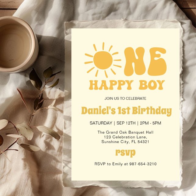 One Happy Boy,Sunshine 1st Birth Invitation (Creator Uploaded)