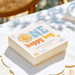 One Happy Boy Sunshine 1st Birthday Napkins