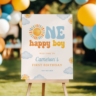 One Happy Boy Sunshine 1st Birthday Welcome Foam Board