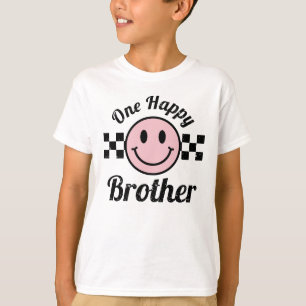 One Happy Brother Pink Smile 1st Birthday Matching T-Shirt