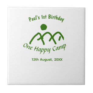 One happy camp green mountain sun 1st birthday ceramic tile