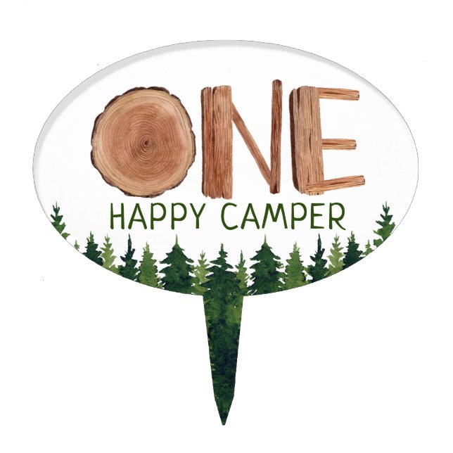 One Happy Camper 1st Birthday  Cake Topper (Front)