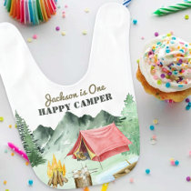 One Happy Camper 1st Birthday Camping Baby Bib