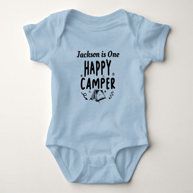 One Happy Camper 1st Birthday Camping Baby Bodysuit (Front)