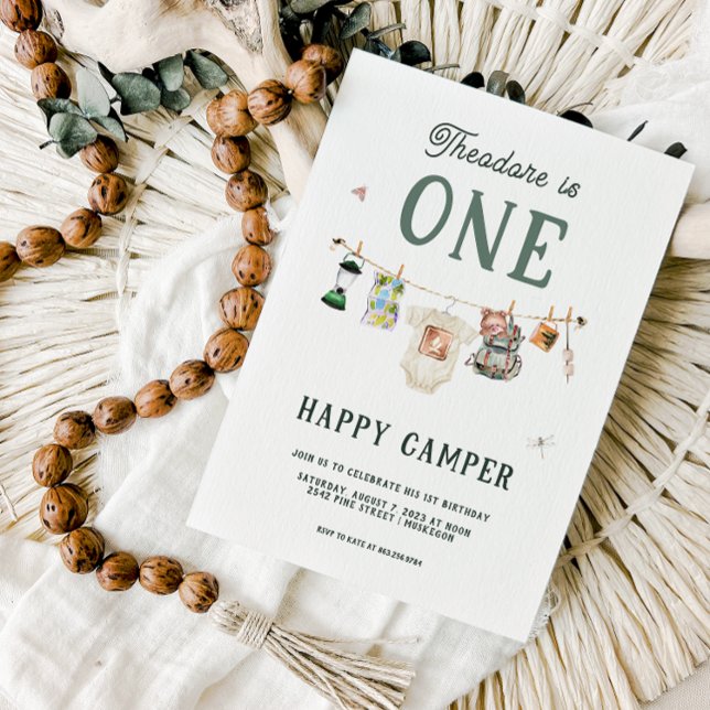 One Happy Camper 1st Birthday Camping Invitation (Creator Uploaded)