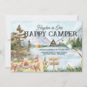 One Happy Camper 1st Birthday Camping Invitation (Front)