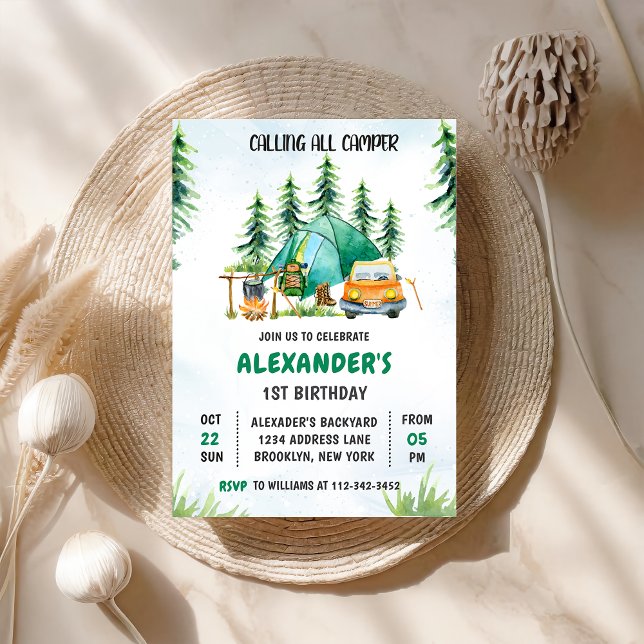 One Happy Camper 1st Birthday Camping Party  Invitation (Creator Uploaded)