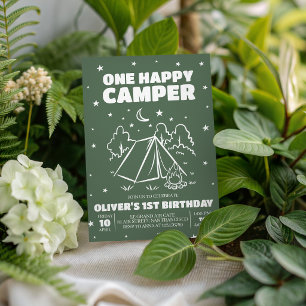 One Happy Camper 1st Birthday Invitation