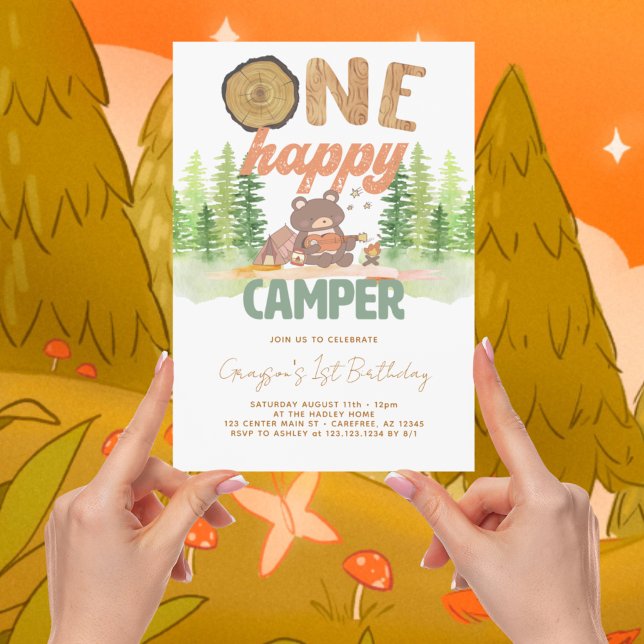 One Happy Camper 1st Birthday Invitation (Creator Uploaded)