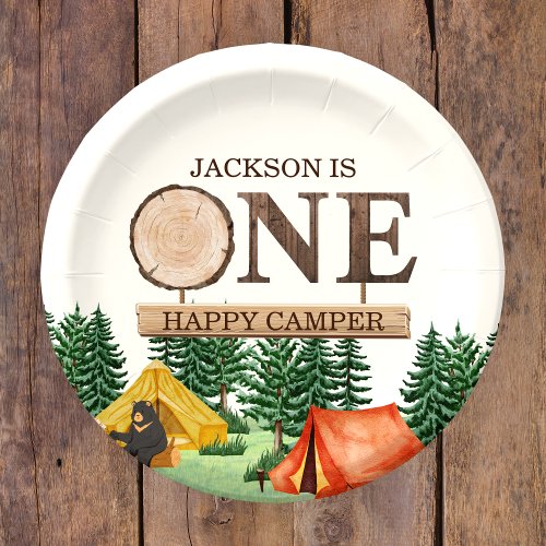 ONE Happy Camper 1st birthday Paper Plates