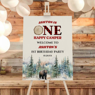 ONE Happy Camper 1st Birthday Party Welcome Sign