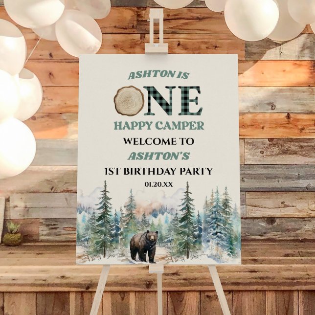 ONE Happy Camper 1st Birthday Party Welcome Sign (Creator Uploaded)
