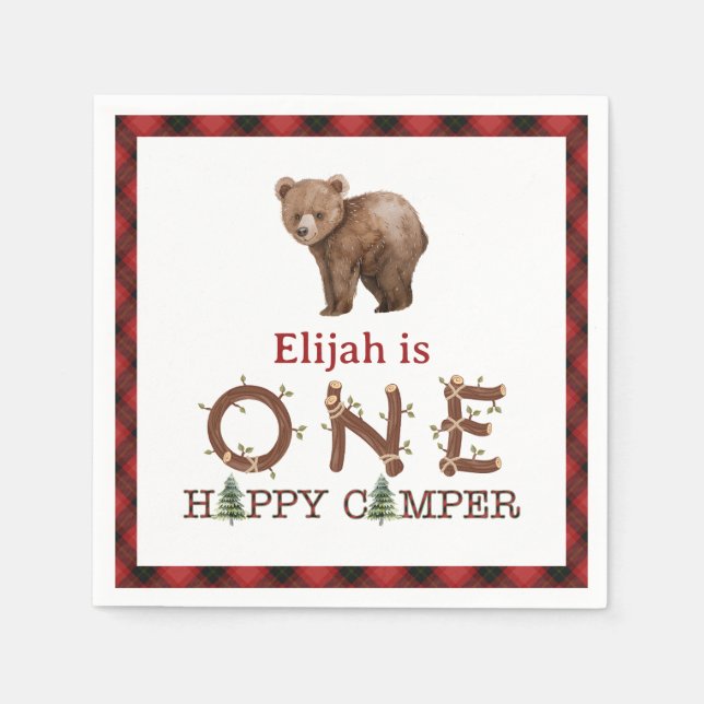 One Happy Camper 1st Birthday Personalized Party N Napkins (Front)