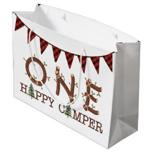 One Happy Camper 1st Birthday Rustic Party Favor Large Gift Bag