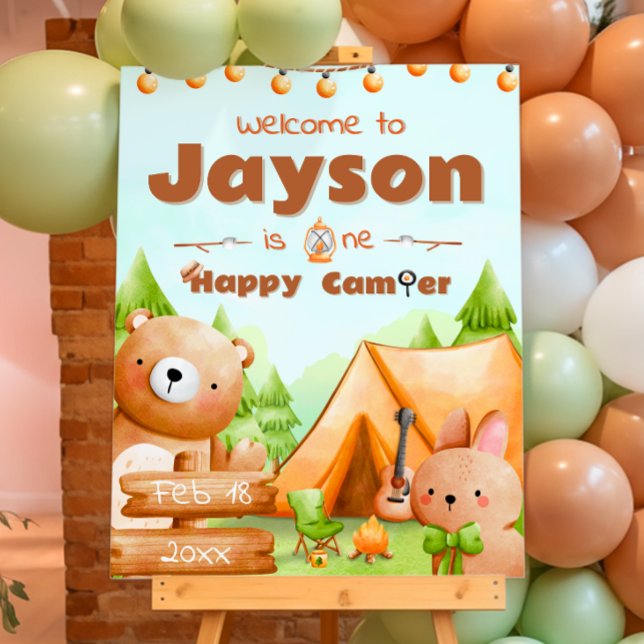 One Happy Camper - 1st Birthday Welcome Sign (One Happy Camper - 1st Birthday Welcome Sign)