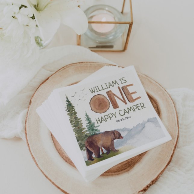 One Happy Camper Bear Birthday   Napkins (Creator Uploaded)