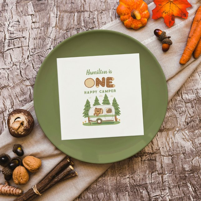 One Happy Camper Bear Birthday Napkins (Creator Uploaded)