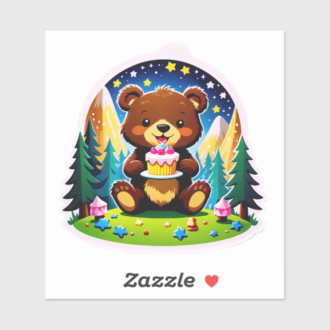 One Happy Camper – Bear Cub's 1st Birthday Adventu Sticker (Sheet)