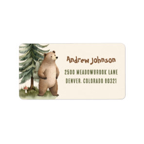 One Happy Camper Bear Return Address Labels