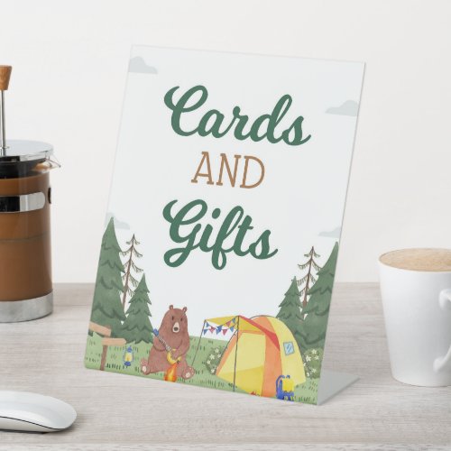 One Happy Camper Birthday Camping Cards and Gifts Pedestal Sign
