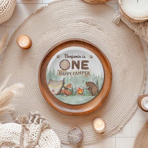 One Happy Camper Birthday Camping Party Plate