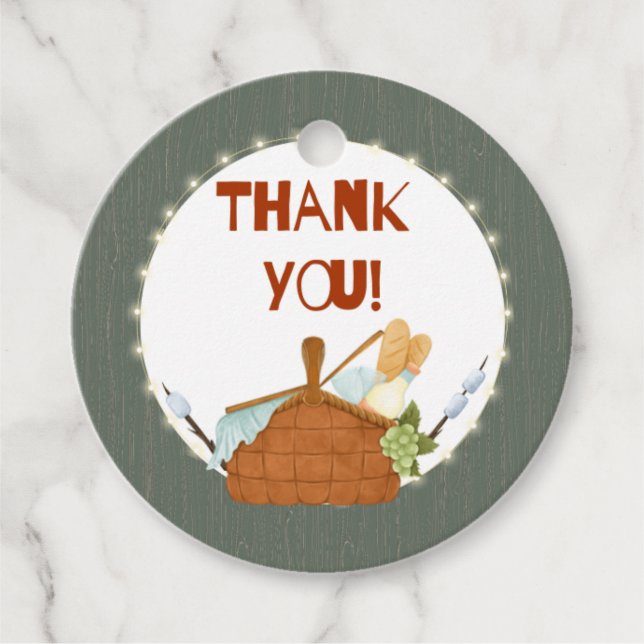 One Happy Camper Birthday Circle Thank You Tag (Front)