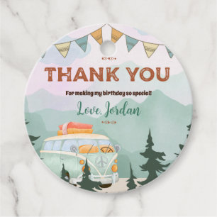 One Happy Camper Birthday Circle Thank You Tag