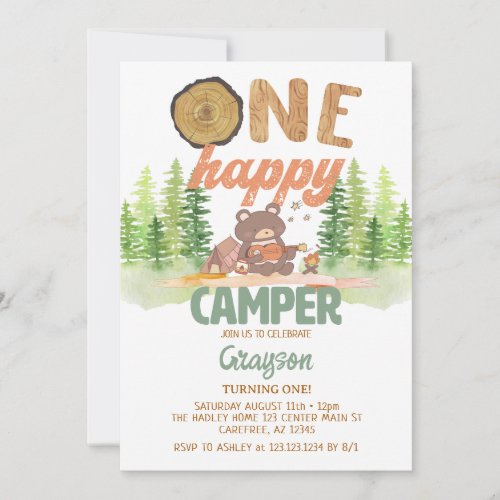 One Happy Camper Birthday Invitation