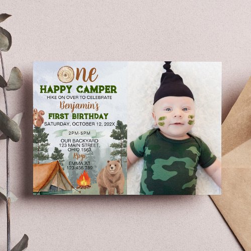 One Happy Camper Birthday Invitation