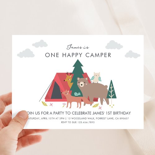 One happy camper birthday Invitation