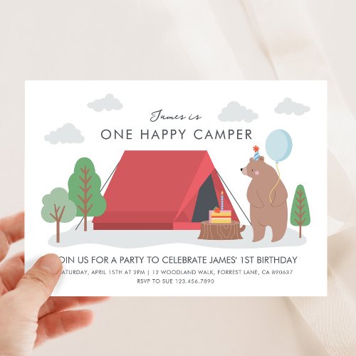 One happy camper birthday invitation