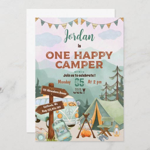 One Happy Camper Birthday Invitation | Zazzle