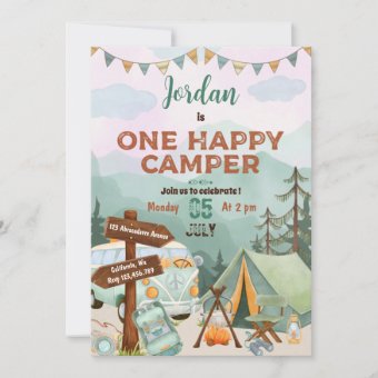 One Happy Camper Birthday Invitation | Zazzle