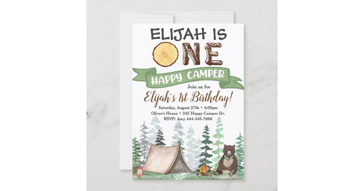 Happy Camper Birthday Hat - Woodland Theme First Birthday Crown For Boys