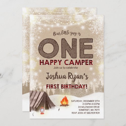 One Happy Camper Birthday Invitation Camping Party
