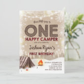 One Happy Camper Birthday Invitation Camping Party (Standing Front)