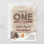 One Happy Camper Birthday Invitation Camping Party (Front)
