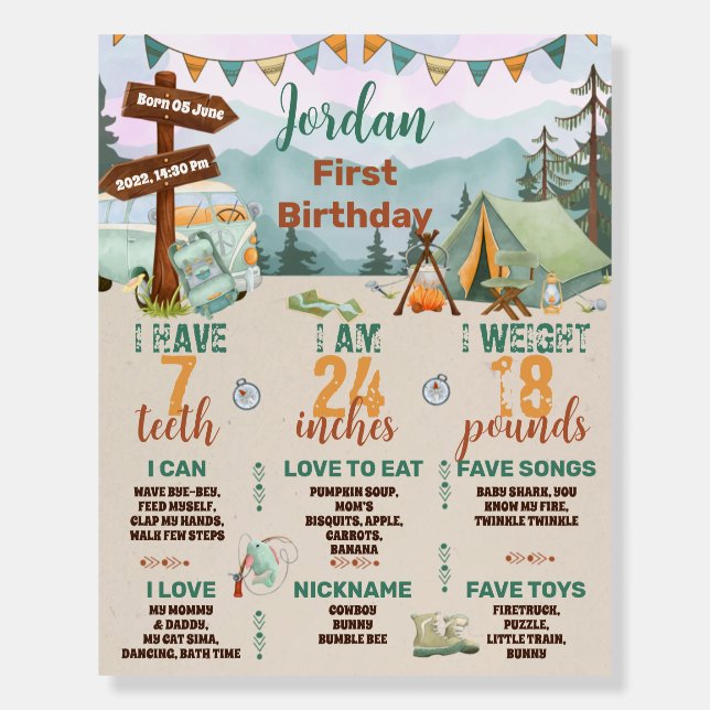 One Happy Camper Birthday Milestone Sign (Front)