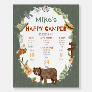 One Happy Camper Birthday Milestones Sign