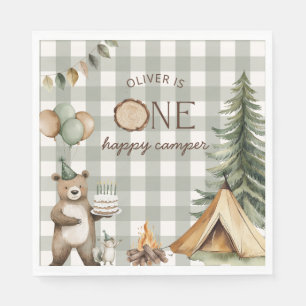 One Happy Camper Birthday Paper Plates Camping 1st Napkins