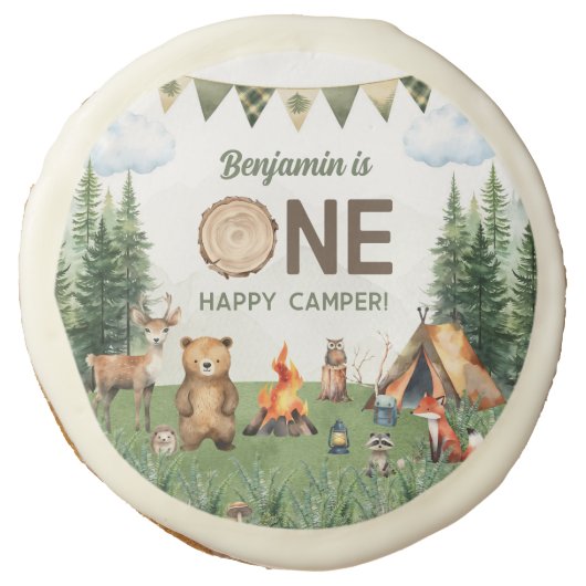One Happy Camper Birthday Party Sugar Cookie (Front)