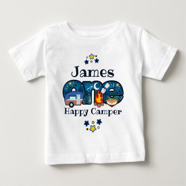 One Happy Camper Birthday shirt Camping Birthday (Front)