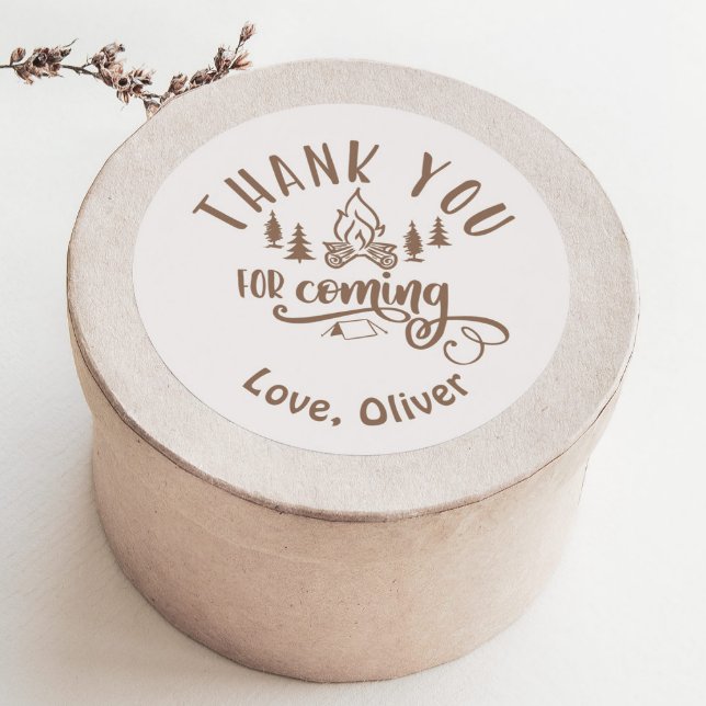 One Happy Camper Birthday Thank you Classic Round Sticker (Creator Uploaded)