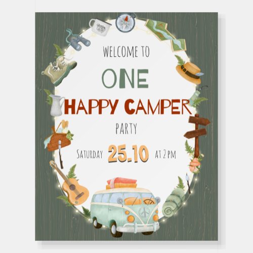 One Happy Camper Birthday Welcome Sign