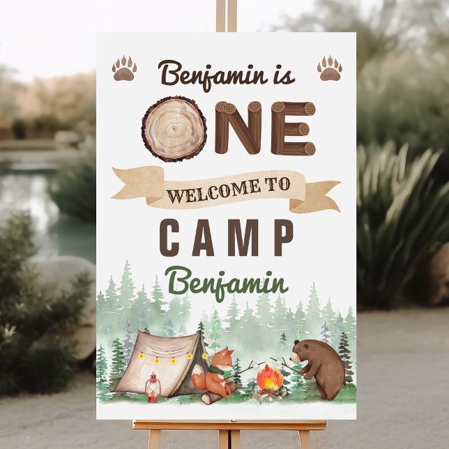 One Happy Camper Boy 1st Birthday Welcome Sign (Creator Uploaded)
