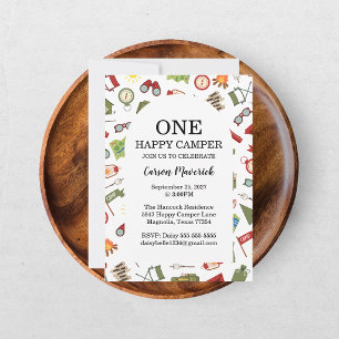 One Happy Camper Boys Birthday  Invitation