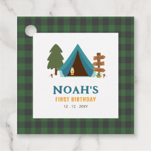One Happy Camper Boys First Birthday Favor Tags