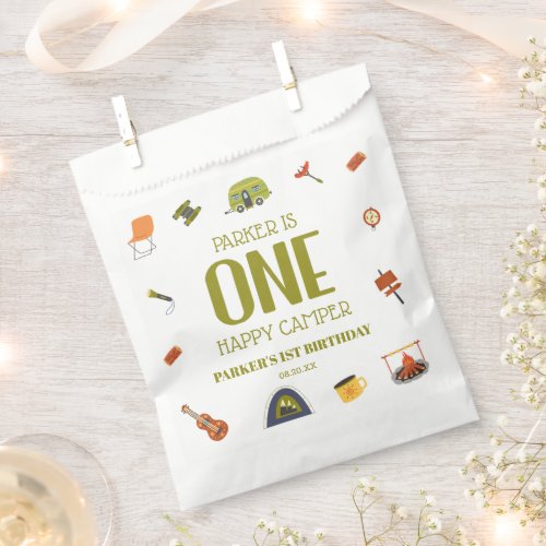 One Happy Camper Camping 1st First Birthday Party Favor Bag