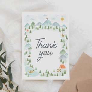 One Happy Camper Camping Birthday Letterpress Thank You Card