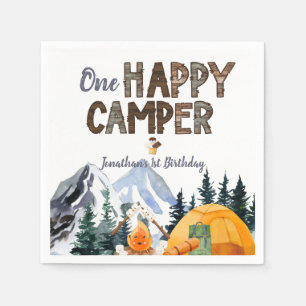 One Happy Camper Camping Birthday Napkins